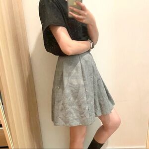 VINTAGE BLACK & WHITE Houndstooth CHECKED PLEATED ACADEMIA SKIRT - XS